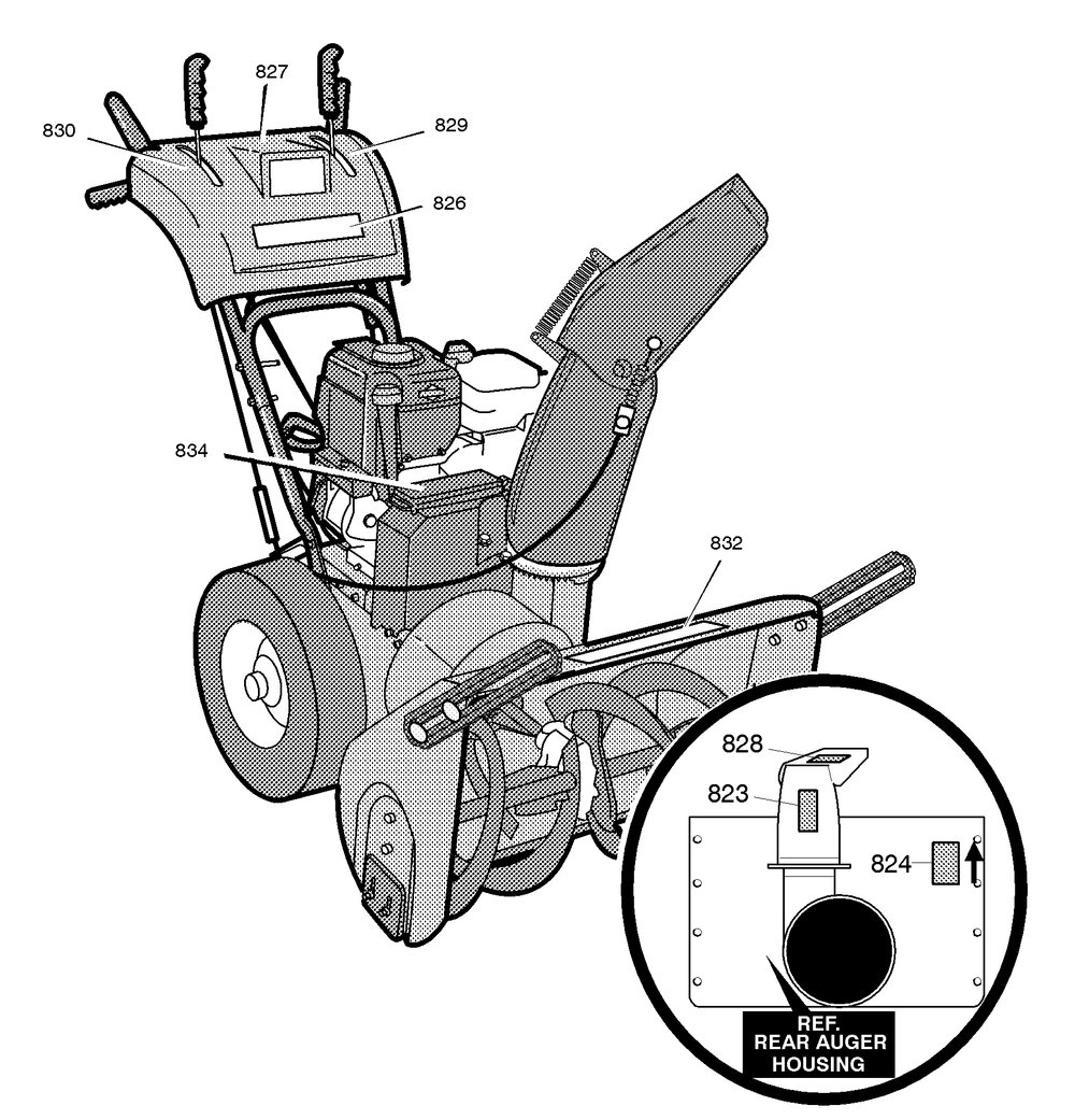 Decals Diagram and Parts List for C950-52461-0 2004 Briggs and Stratton Snow Blower